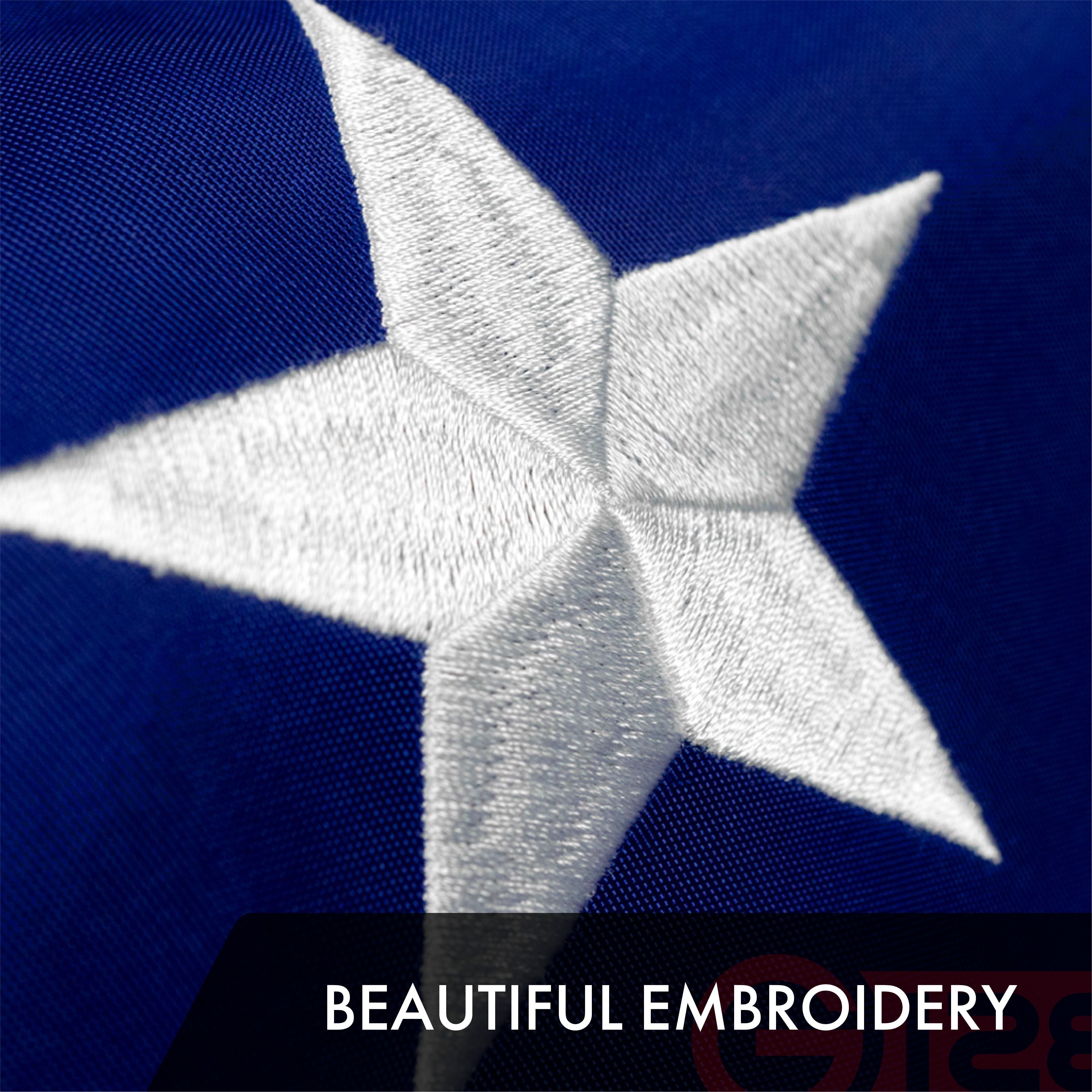 G128 5 x 8' Polyester Tough Weave Series 300D Embroidered Outdoor Flag