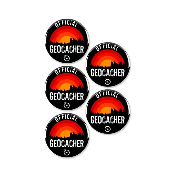 5 Pack - Official Geocacher - Geocaching Pinback Buttons - 2.25 Inch