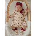 thumbnail image 3 of BemeyourBBs Newborn Baby Girls Valentines Day Outfit Valentine Heart Dress Cute Long Sleeve Dress with Stockings Headband Infant Spring Clothes, 3 of 9