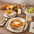 thumbnail image 4 of AmorArc Ceramic Dinnerware Sets for 6, 18 Pieces Handpainted Plates and Bowls Set with Rustic Terracotta Underside, Scratch Resistant Stoneware Dishes Set, Dishwasher & Microwave Safe,Light Beige, 4 of 9