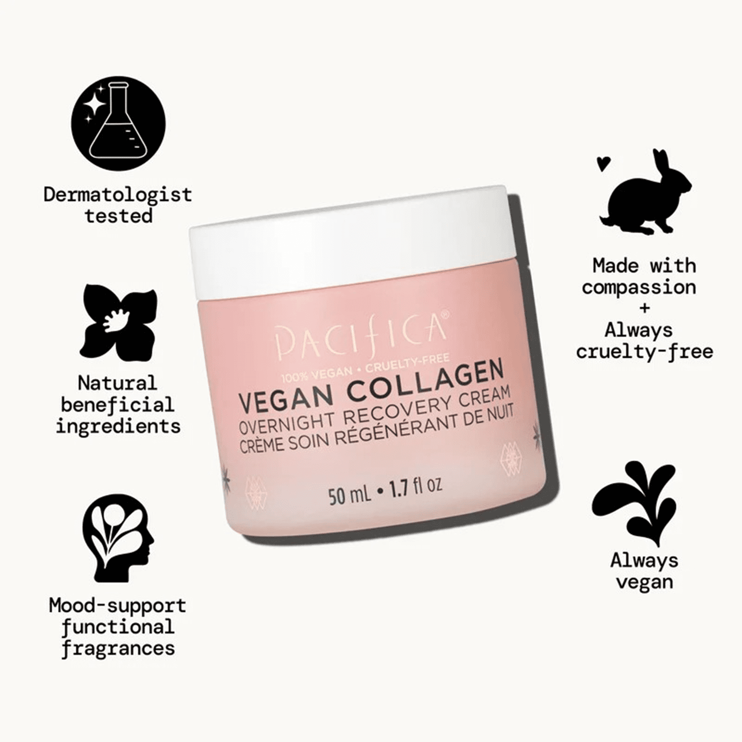 Pacifica - Crème de nuit réparatrice au collagène végétalien - 50 ml