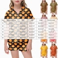 thumbnail image 3 of CAUYDY Girls Halloween Silk Pajama Set Print Short Sleeve Button Up Shirt and Shorts Holiday 2 Pcs Sets,2-3 Y, 3 of 5