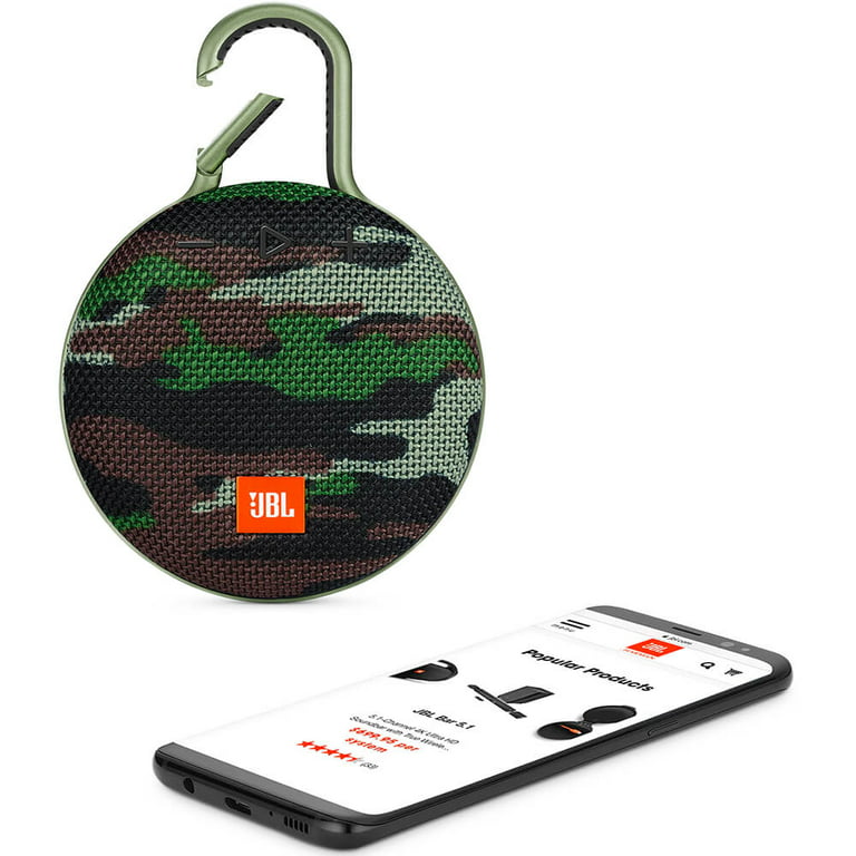 JBL Clip 3 Portable Bluetooth Speaker with Carabiner - Camo 