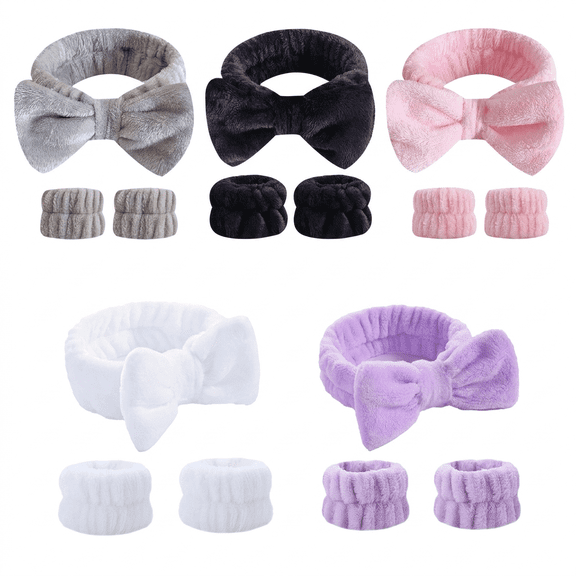 15Pcs Face Wash Headband Set, Soft Elastic Headbands and Wristbands for Women Skincare, Makeup, and Daily Use