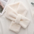 thumbnail image 2 of UTSJKR Cute Fleece Plush Scarf Faux Fur Cross Tie Neck Gaiter Neck Warmer Winter Fuzzy Scarf for Girls Boys Skiing Running Playing White, 2 of 2