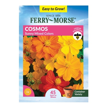 Ferry-Morse 400MG Cosmos Sunny Mixed Colors Annual Flower Seeds, Full Sun