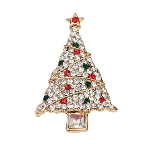 Christmas Rhinestone Christmas Tree Brooches Unisex Botanical Enamel Pins