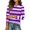 Purple, variant on Stralyhd Womens Striped Long Sleeve Shirts Fall Outfits Trendy Crewneck Button Cuffs Tops Puff Sleeve Fashion Clothing White M
