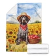 thumbnail image 2 of Vintage German Shorthaired Pointer Says Hello Mother's Day Summer Sunflower Field Cozy Fleece Blanket GSP Lover Dog Gift Warm Soft Throw Blanket - 12005, 2 of 5
