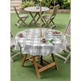 thumbnail image 5 of Outdoor Tablecloth with Umbrella Hole Zipper Watercolor Floral Round Tablecloth 60" Waterproof Outside Table Cloth Spring Flowers Birds Plants Gray Plaid Patio Table Cover Tablecloths for Picnic, 5 of 8