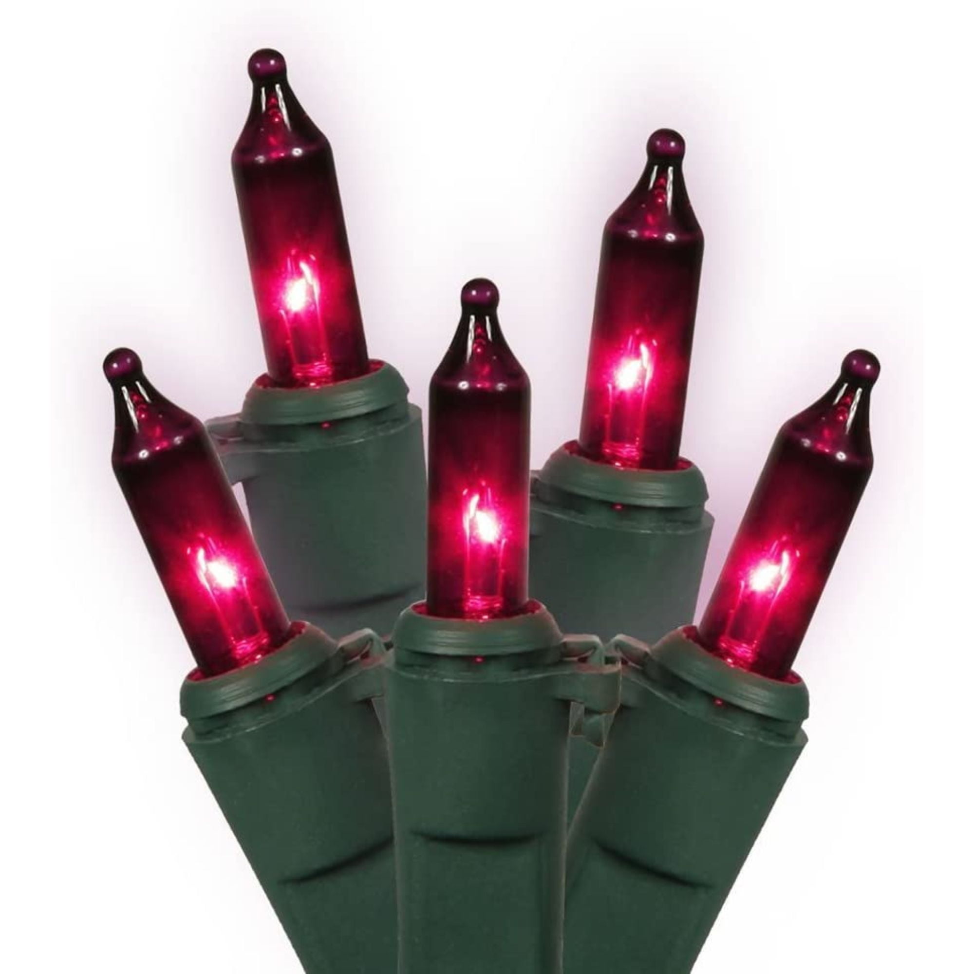 100Count Purple Mini Christmas Light Set, 50.5 ft Green Wire