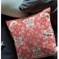 thumbnail image 4 of 26" Red White Filigree Indoor Outdoor Zip Throw Pillow, 4 of 4