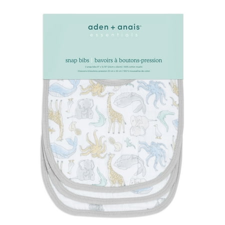 aden + anais essentials, snap bibs, natural history 3-pack