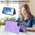 thumbnail image 4 of Nalacover for Samsung Galaxy S21 FE Wallet Case with Card Slots & Metal Finger Ring, Durable PU Leather Back Double Magnetic Botton Flip Kickstand Purse Shockproof Phone Case,Purple, 4 of 10