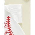 thumbnail image 6 of WIBACKER Ribbed Knit Romper and Headband Outfit Set for Newborn Baby Girls Infant Baseball Fan Short Sleeve Jumpsuit Summer Coming Home Clothes, 6 of 6