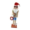thumbnail image 3 of AMLESO 15inch Wood Beach Santa Figure Nutcracker Puppet Toy for House Warming Party C, 3 of 8