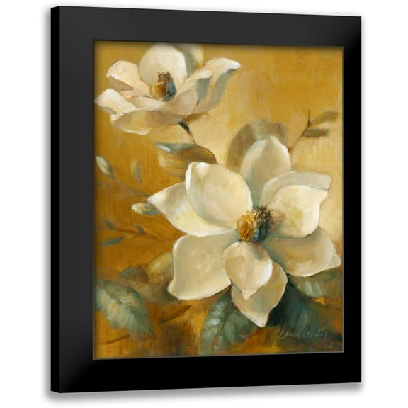 Loreth, Lanie 12x14 Black Modern Framed Museum Art Print Titled - Magnolias Aglow at Sunset I