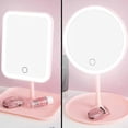 thumbnail image 3 of Espejo de tocador LED inteligente shaofei ajustable con luz de tres colores cuadrado rosa, 3 of 5