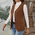 thumbnail image 6 of ClodeEU Women's Corduroy Waistcoat ,V Neck Tunic Button Up Vest,Casual Slim Suit Vests Coffee,Womens Plus XXL, 6 of 8