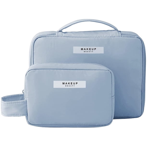 Bolsa de maquillaje, bolsa de cosméticos para mujer, bolsa de maquillaje de viaje grande y pequeña, bolsa de aseo, bolsas de lavado para niñas, bolsa de aseo reutilizable (azul) Namotu CZMR-ZC238