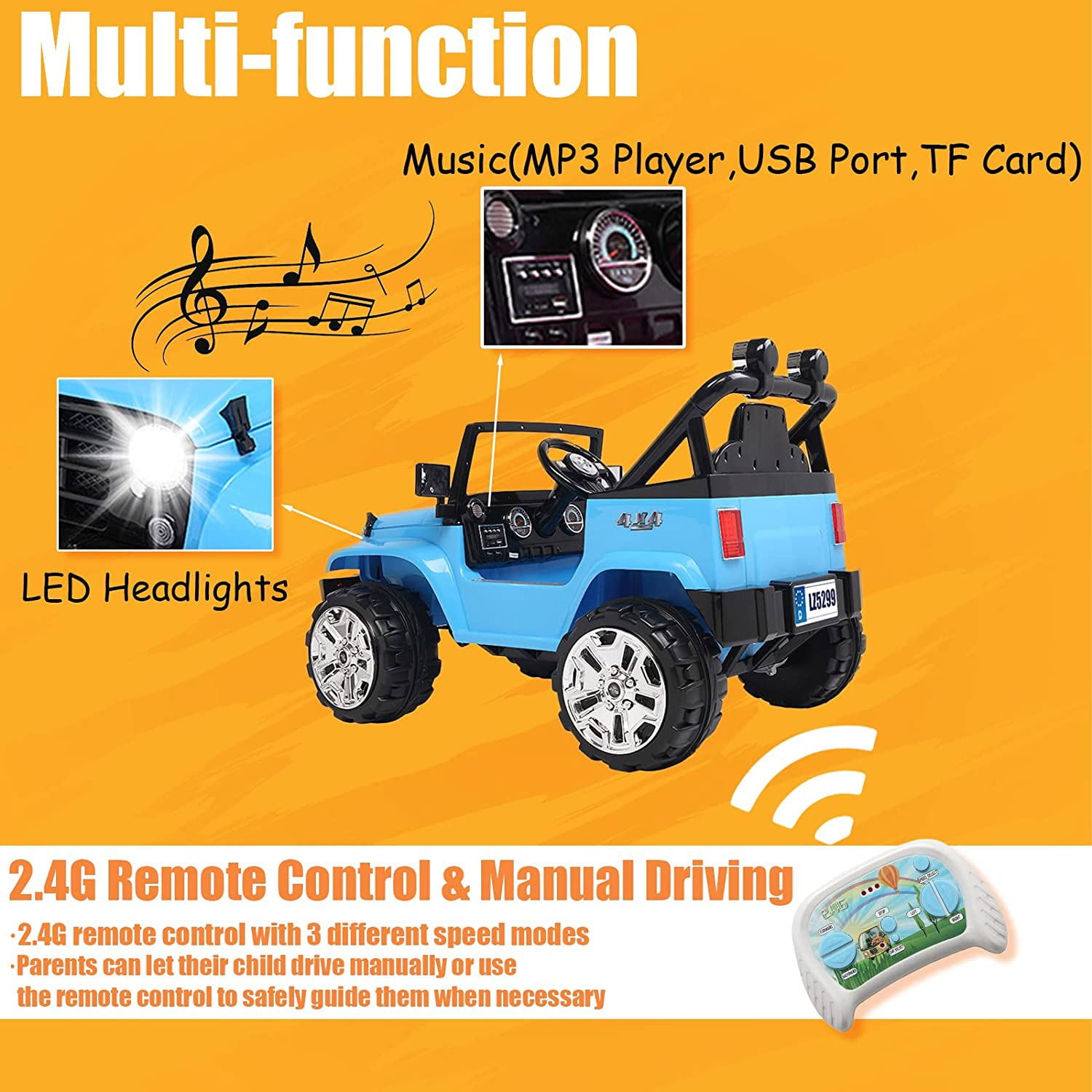 CIPACHO 12V Kids Ride on Truck, 3 Speeds Electric Vehicle for Girls Boys