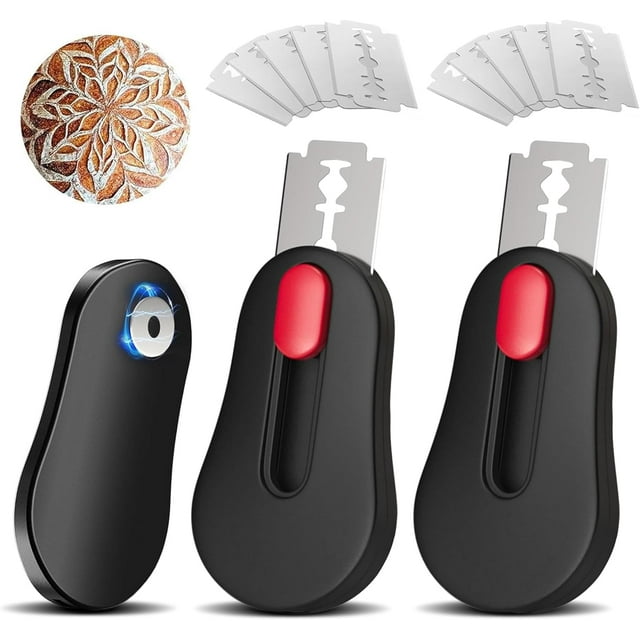 (2 Packs) Bread Lame Dough Scoring Tool with Telescoping Feature, Professional Bread Lame for Bread Scoring Tool & Sourdough Scoring Tool, Bread Lame Dough Scoring Tool with 10 Replacement Blades