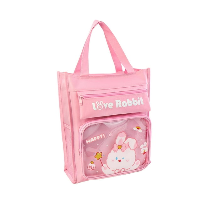 Kids Tote Bag Adorable with Pocket Large Capacity Book Pouches Oxford Cloth Book rabbit
