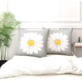 thumbnail image 5 of Seasonal Daisy Pillow Covers Yellow and Gray Throw Pillow Cases 2 Piece Set Summer Floral Pillowcase Flower Bloom Home Decorative Cushion Case Cover for Home Sofa Couch Bedroom 18x18 Inch, 5 of 6