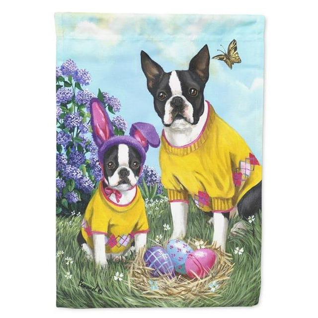 28 x 0,01 x 40 Po Drapeau de Maison de Lapin de Pâques de Boston Terrier