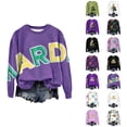 thumbnail image 1 of Mardi Gras 2026 Chandails en Molleton pour Femmes Tendance Manches Longues Col Rond Décontracté Carnaval Graphique Chandail en Molleton Pulls pour Femmes, 1 of 3