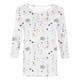 thumbnail image 4 of ICHUANYI ClearanceWomen's Fashion Three Quarter Sleeve Retro Round Neck Easter Printed Loose Tops Blouse(White, L) ICHUANYI WER20232080504751, 4 of 4