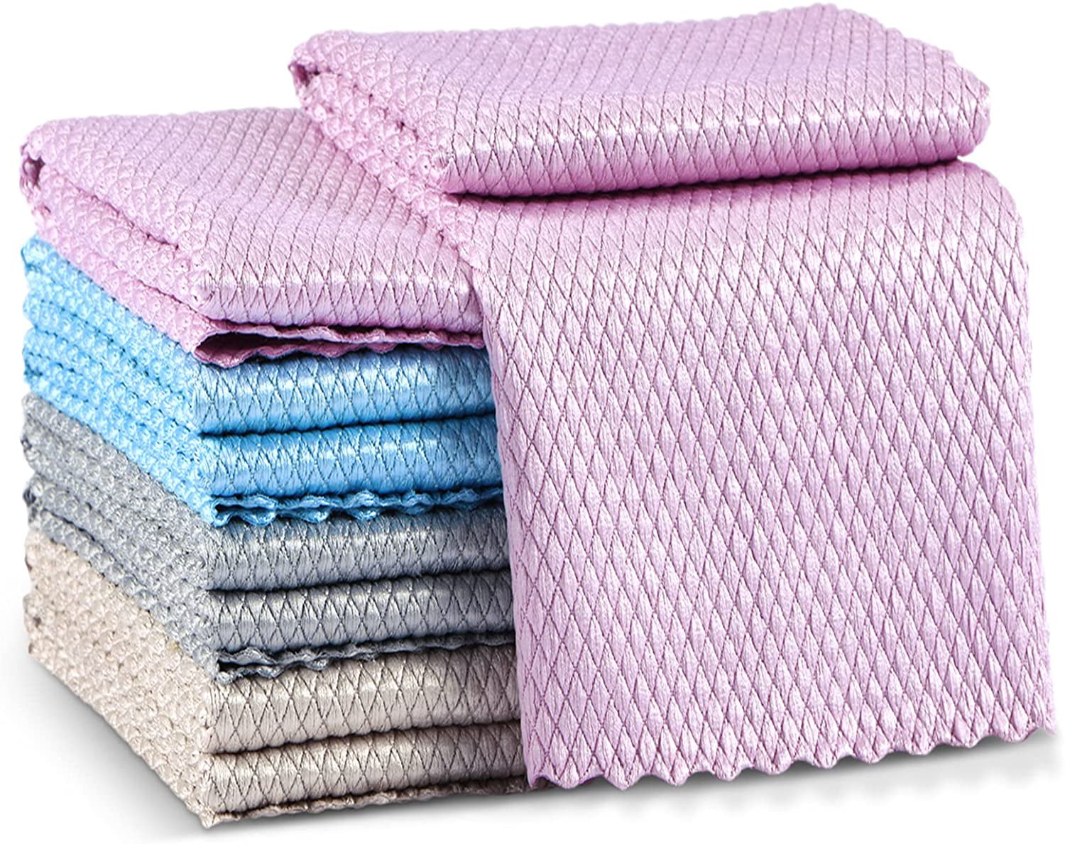 Highly Absorbent Streak-Free Reusable Cloths for Glass Dishes Nanoscale Cleaning Cloth Car Lint Free Easycleanco Cloth 8 Pack Fish Scale Microfiber Polishing Cleaning Cloth Windows Mirrors 