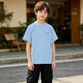 thumbnail image 6 of Muscularfit Boys Athletic Shirts T Shirts for Boys Raglan Quick-Dry Swim Shirt Active Fit T Shirt Short Sleeve Graphic Tees Pull-On Blue Crew Neck Big Brother Shirt,7-8 Years, 6 of 9