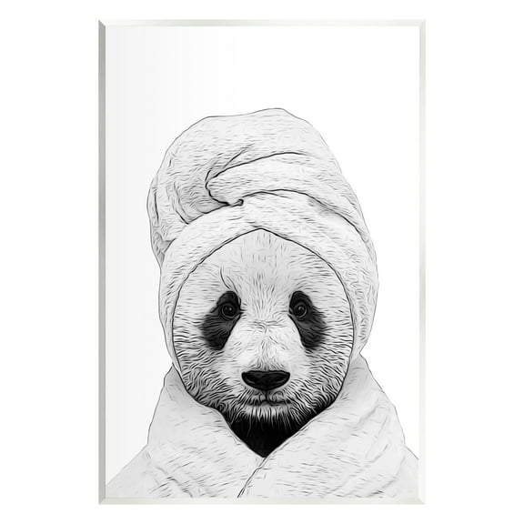 Stupell Industries Panda Bear Wildlife Bathroom Robe Animals & Insects Painting Unframed Art Print Wall Art
