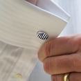 thumbnail image 2 of Subdued Reverse American USA Flag Black White Military Tactical Round Cufflink Set Silver Color, 2 of 5