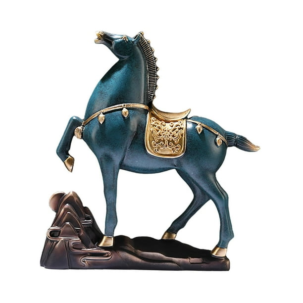 Escultura de figura de caballo, adorno de mesa, 25 x 7 x 26,5 cm, centro de mesa para Azul