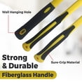 thumbnail image 3 of 3 Piece Hammer Set; 16 OZ. Claw Hammer, Tack Hammer; Rubber Mallet; Shock Absorbing Rubber Grips, Durable Fiberglass Handles, 3 of 6