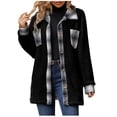 thumbnail image 2 of ZZwxWA Womens Plaid Oversized Jacket Waffle Knit Shacket Tops Button Down Long Sleeve Shirt Casual Trendy Clothes 2025, 2 of 3