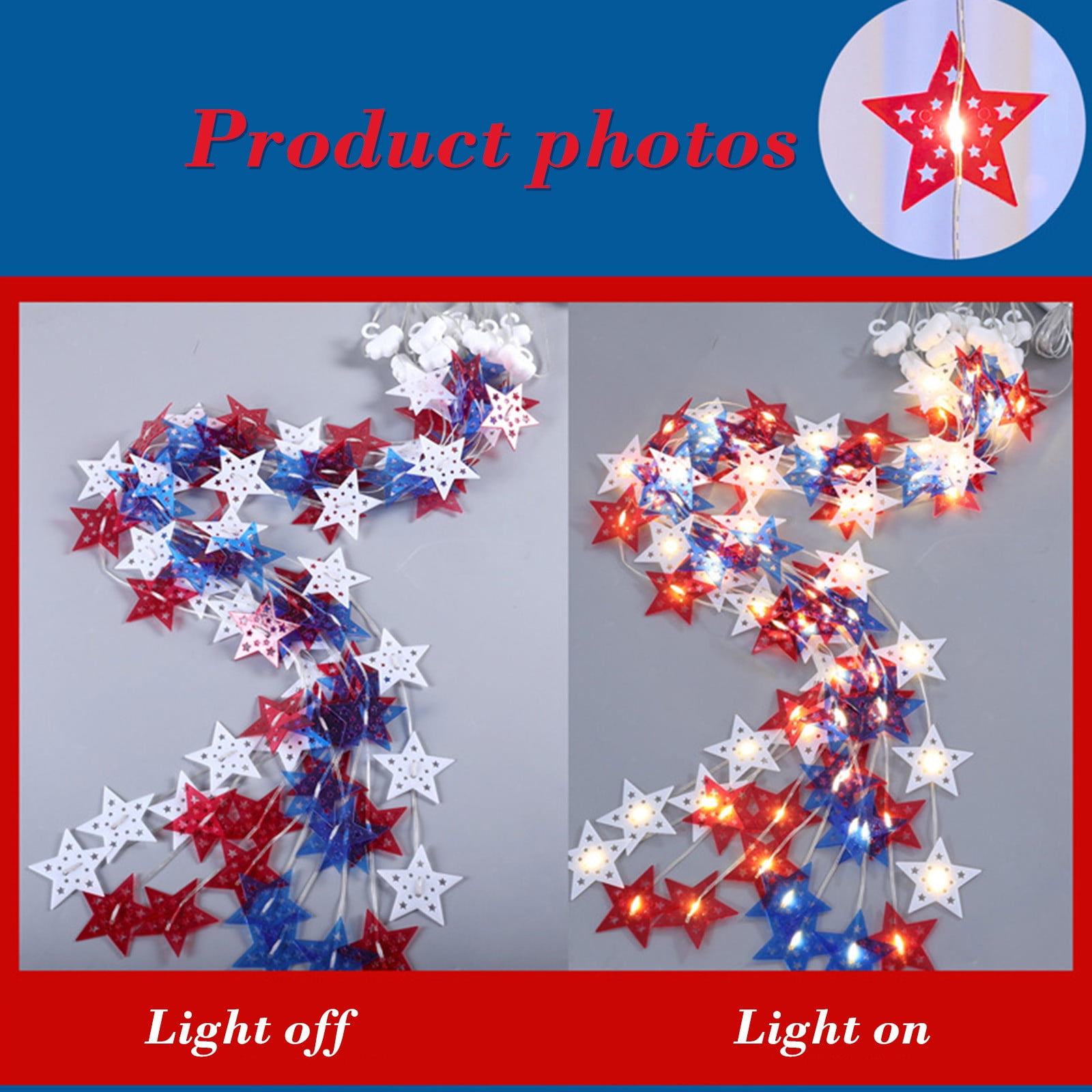 YYUZH 100 LED Light Strip with Remote Control 8 Lighting Modes Red White Blue Patriotic Lights for Home Outdoor Indoor Decor 4th of July Independence Day
