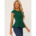 thumbnail image 2 of Blusa Peplum Allegra K Verde XL Cuello Redondo Mujer Manga Casquillo, 2 of 5