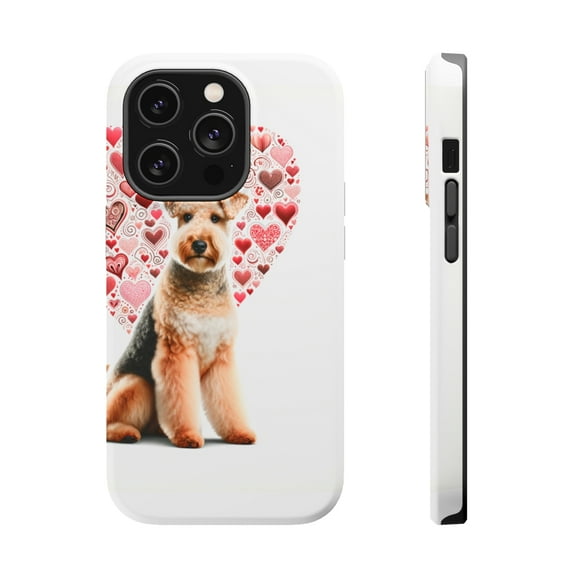 DistinctInk Tough Case for Apple iPhone 13 PRO (6.1" Screen), Compatible with MagSafe Charging - Valentine's Day Lakeland Terrier