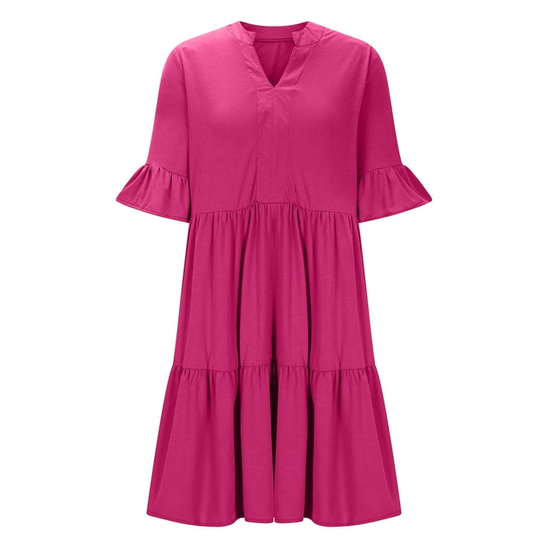 hot pink dress amazon Dream Crush Lace-Up Back Side Split Midi Dress Hot Pink