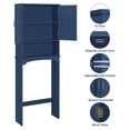thumbnail image 5 of YfulYde Over The Toilet Storage Cabinet, Organizer with Double Doors and Inner Adjustable Shelf and Lower Open Shelf for Bathroom Laundry, 66 in H, Navy Blue, 5 of 9