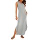 thumbnail image 5 of Gibobby Vestido de gasa de verano para mujer Vestido casual de verano sin mangas para mujer Vestidos sueltos divididos con bolsillos(Gris,G), 5 of 5