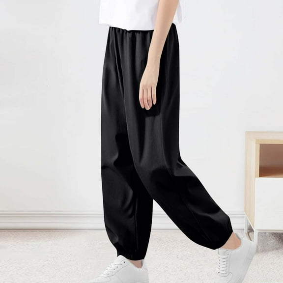 Eltusu Boys Sports Sweatpants, Comfy Elastic Waist Relaxed Fit Casual Jogger Pants Black Size 8 T