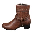thumbnail image 6 of asdoklhq Womens Casual Shoes,Women Shoes Breathable Chunky High Heels Retro Zipper Short Boots, 6 of 6