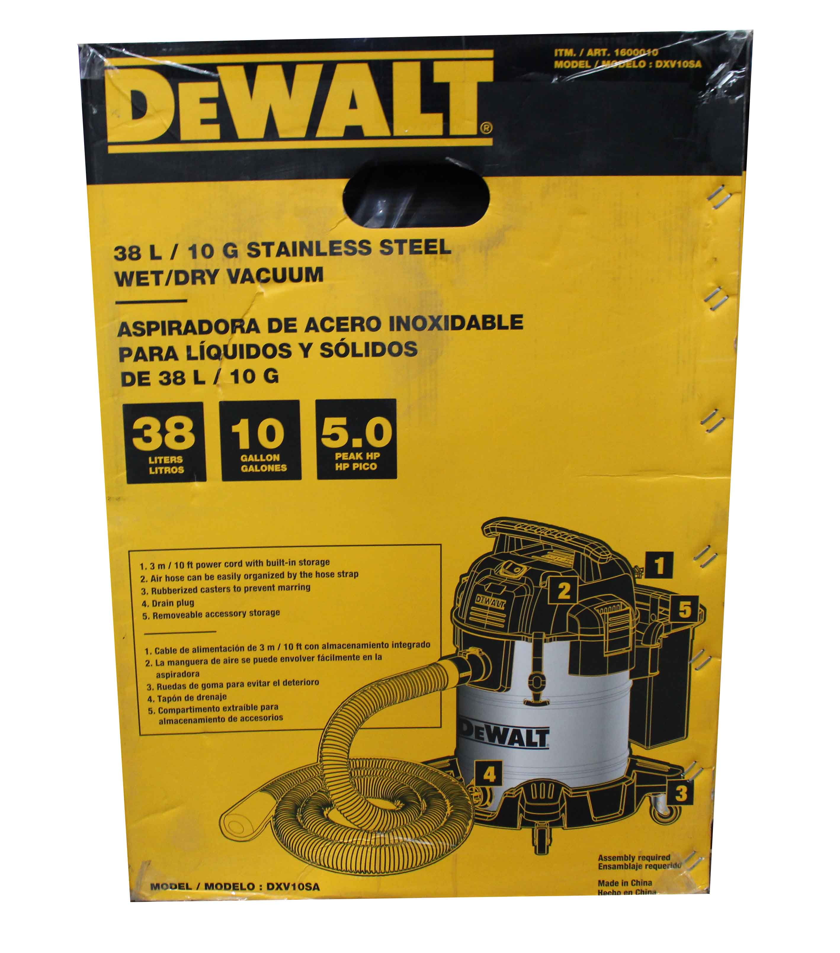 DeWalt 38L/10 Gallon Stainless Steel Wet/Dry Vacuum