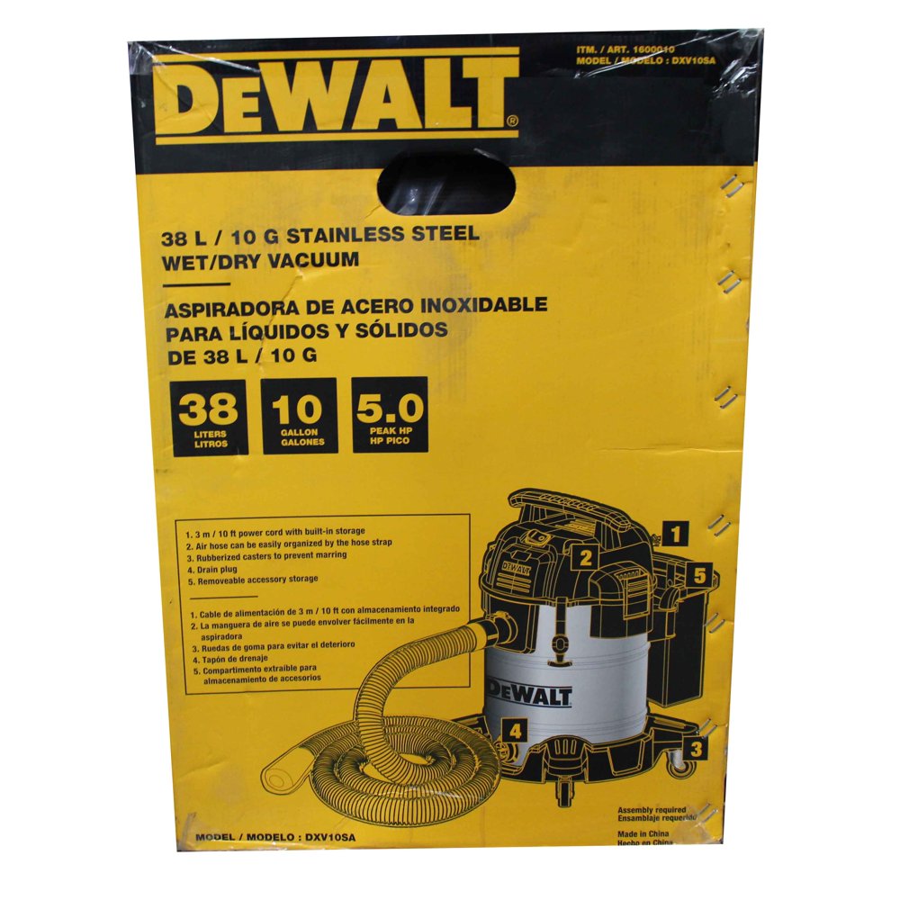 DeWalt 38L/10 Gallon Stainless Steel Wet/Dry Vacuum