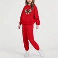 thumbnail image 2 of Eltusu Girls Outfit Sets, Printed Long Sleeve 2 Pieces Relaxed Fit Hoodies and Sweatpants Sets Red Size 13-14 T, 2 of 5