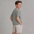 thumbnail image 6 of Boys Henley T-Shirt Gray Short Sleeve | Kids Moisture Wicking Polo Alternative Shirt with Pocket | Relaxed Fit Polyester Top for Ages 5-15,Size 5-6 T, 6 of 9